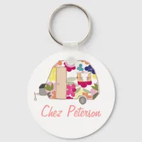 Personalized Retro Art Caravan Owner's Keychains