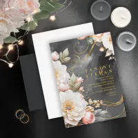 Floral Drama Wedding Charcoal ID1022 Invitation