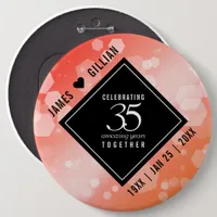 Elegant 35th Coral Wedding Anniversary Celebration Button