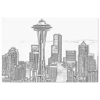 Minimalist Black and White Seattle Skyline Tissue Paper