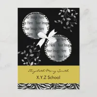 chic yellow twin photo Graduation Invitation