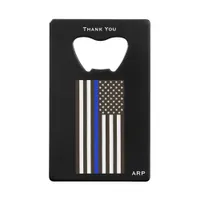 *~* Police White and Black Thin Blue Line Flag Credit Card Bottle Opener