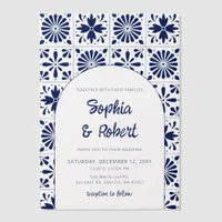 Blue Talavera Mexican Wedding Vellum Invitations