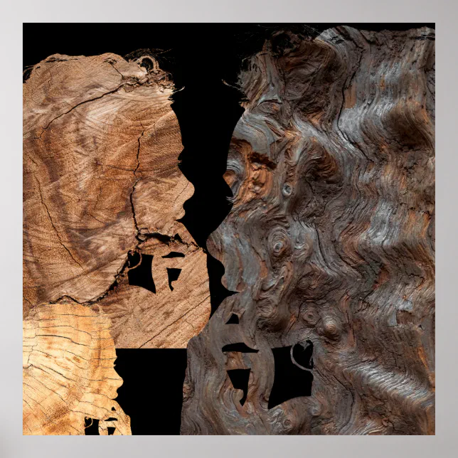 Perplexed woman profile - Wood