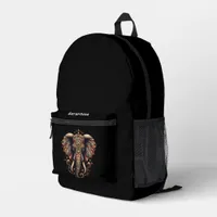 Majestic elephant adorned with intricate patterns printed backpack