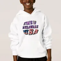 State of Delaware USA Photo & Flag Text Hoodie
