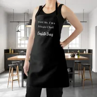 Private chef black white script slogan apron