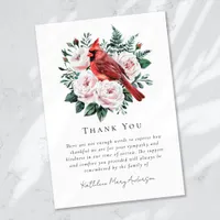 Watercolor Cardinal Floral Sympathy Funeral  Thank You Card