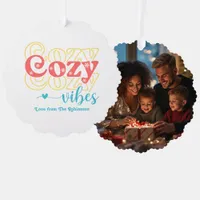 Retro Pastel Pop Cozy Vibes Retro Christmas Photo Ornament Card
