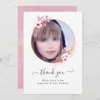 Pink Spring Cherry Blossom Photo Thank You Card