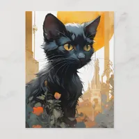 Beautiful Black Cat Postcard