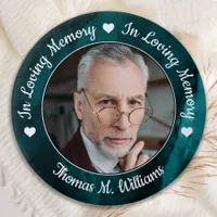 Funeral Loving Memory Photo Memorial Green Marble Button