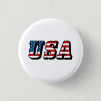 USA Flag Text Pin-Back Button