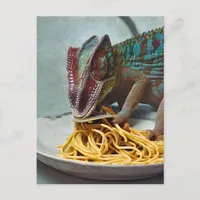 Chameleon Eating Spaghetti Postcard