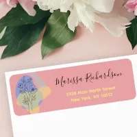 Modern Botanical Pastel Line Art Return Address Label