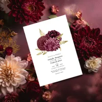 Burgundy and Gold Floral Wedding QR Code Invitatio Invitation