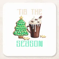 Tis The Season Christmas Square Paper Coaster