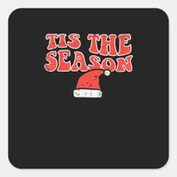 Tis Season Skeleton Pumpkin Halloween Square Sticker
