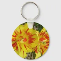 Yellow with Red Striped Flower Keychain