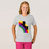 Black Unicorn Silhouette with Rainbow Girl's Shirt