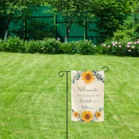 Wedding sunflower eucalyptus greenery welcome garden flag
