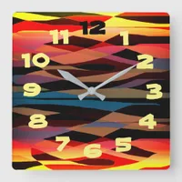 Abstract Expressionism Square Wall Clock