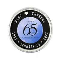 Elegant 65th Blue Sapphire Wedding Anniversary Lapel Pin