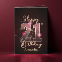 Elegant Luxury Sparkly Midnight Glow 21st Birthday Card