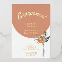 Elegant Chic Floral Engagement Foil Invitation