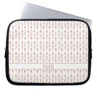 Girly Rose Gold Foil Tribal Arrows Monogram Laptop Sleeve