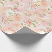 Abstract Watercolor Small Peach Pink Flowers Wrapping Paper