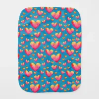 Multicolored Watercolor Hearts Baby Burp Cloth