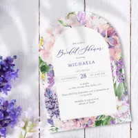 Elegant Watercolor Lavender Flowers Bridal Shower Invitation