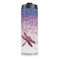 *~* Blue Violet Glitter Dragon Fly Girly  Thermal Tumbler