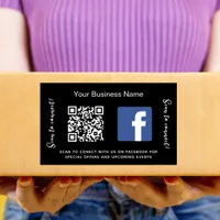 Black business name qr code Facebook Rectangular Sticker