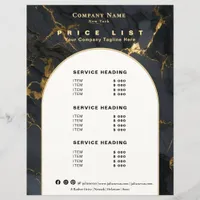 Luxury Black Gold Agate Beauty Service Price List
