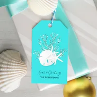 Aqua Blue Tropical Beach Christmas Gift Tags