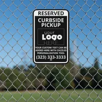 White Logo On Black Curbside Pickup Parking Only Metal Sign