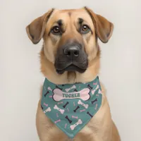 Stylish Trendy Palette Custom Name Bones Pattern  Pet Bandana Collar