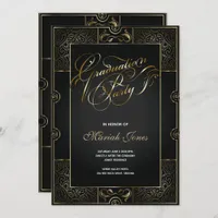 Ornate Black/Gold Art Deco GRADUATION  Invitation