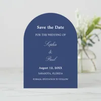 Elegant Navy Blue Arch Save the Date