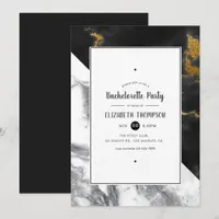 Gold Glam Glitter Marble Bachelorette Party Invitation
