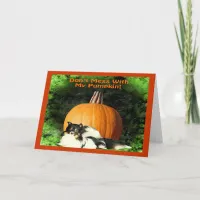 Dog Protecting Large Pumpkin Card