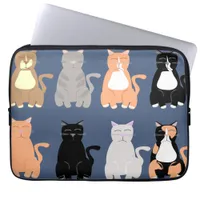 Cute Cartoon Cat Types Pet Fun Pattern Laptop Sleeve