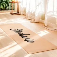 Soft Peach And Black Custom Name Simple Yoga Mat