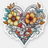 Floral Heart Romantic Sticker