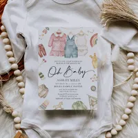 Oh Baby Boho Clothes Baby Shower Invitation