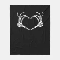 Skeleton Hand Heart Halloween Design Aesthetic Fleece Blanket