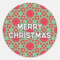 Geometric Christmas Pattern - Christmas  Classic Round Sticker