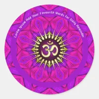 Pink Fuchsia Om Energy Flower Power Mandala Classic Round Sticker